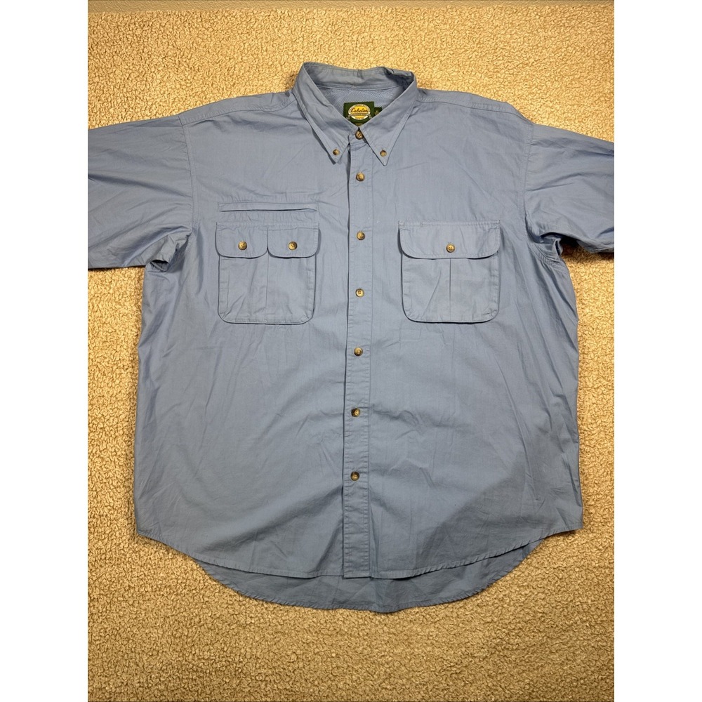 Cabelas Outdoor Gear Shirt Mens XL Reg Blue Long Sleeve Button Up Work Fishing